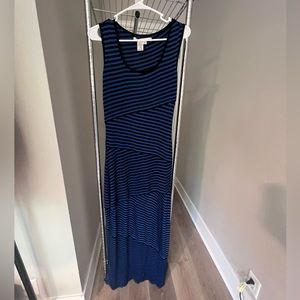 Maxi dress, black and blue stripes